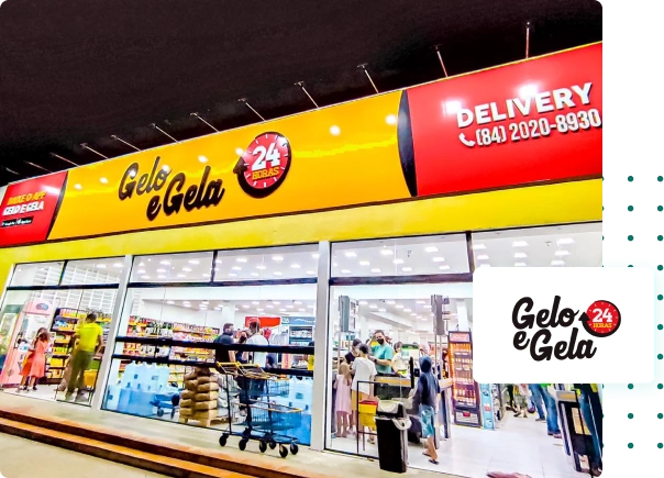 Imagem da entrada do mercado Gelo e Gela