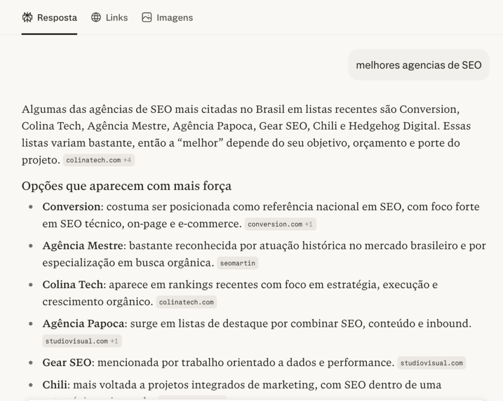 Como Aparecer No Chatgpt: Guia Prático Para Empresas Em 2026 2 | Colina Tech | Inbound Marketing Colina Tech Citada Pelo Chatgpt Como Uma Das Melhores Agências De Seo Do Brasil