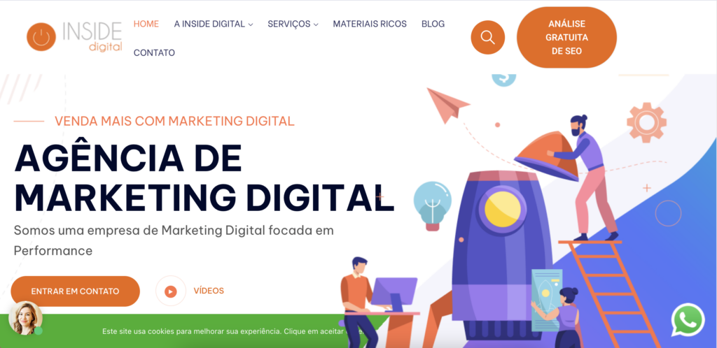 Agência De Marketing Digital Em São Paulo: As 10 Melhores Para Contratar Em 2026 11 | Colina Tech | Inbound Marketing Print Da Interface Do Site Da Agencia Inside