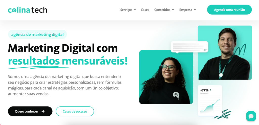 Agência De Marketing Digital Em São Paulo: As 10 Melhores Para Contratar Em 2026 3 | Colina Tech | Inbound Marketing Print Da Interface Do Site Da Agencia Colina Tech