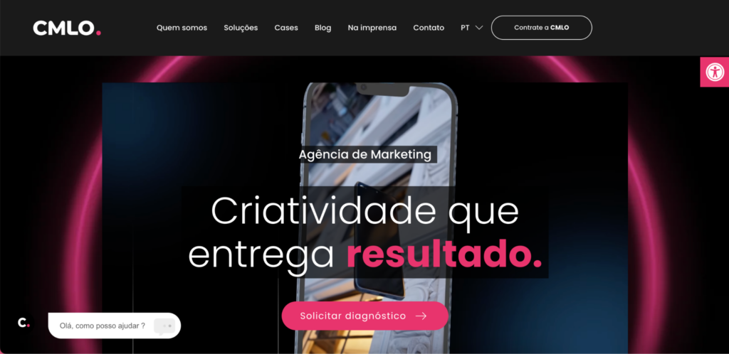 Agência De Marketing Digital Em São Paulo: As 10 Melhores Para Contratar Em 2026 8 | Colina Tech | Inbound Marketing Print Da Interface Do Site Da Agencia Cmlo