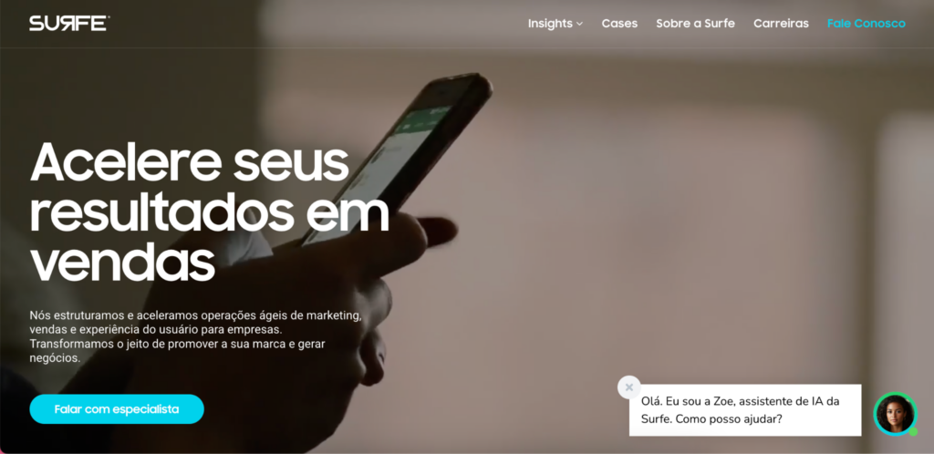 Agência De Marketing Digital Em São Paulo: As 10 Melhores Para Contratar Em 2026 12 | Colina Tech | Inbound Marketing Print Da Interface Do Site Da Agencia Surfe