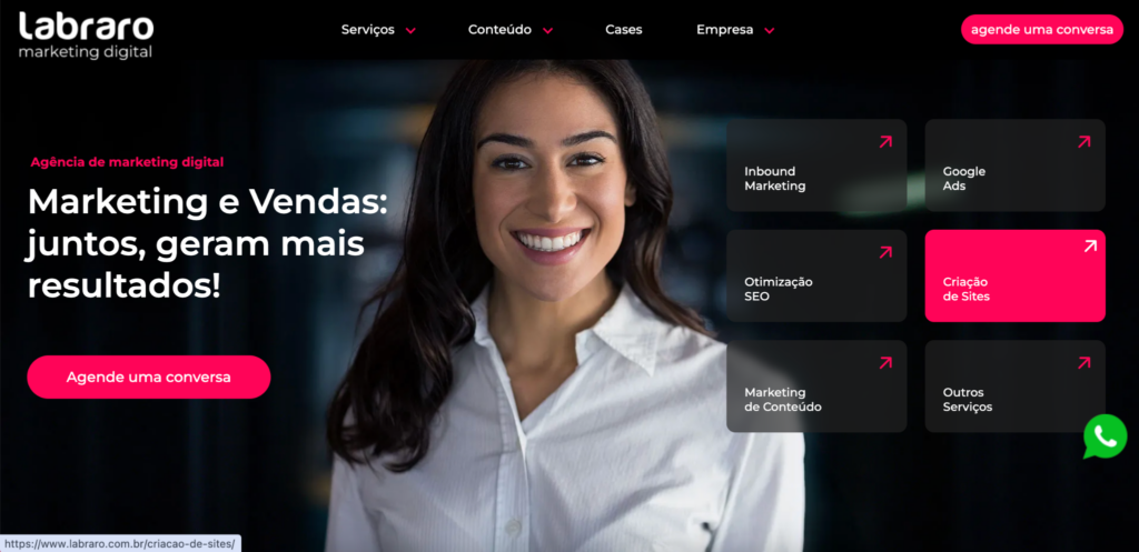 Agência De Marketing Digital Em São Paulo: As 10 Melhores Para Contratar Em 2026 10 | Colina Tech | Inbound Marketing Print Da Interface Do Site Da Agencia Labraro